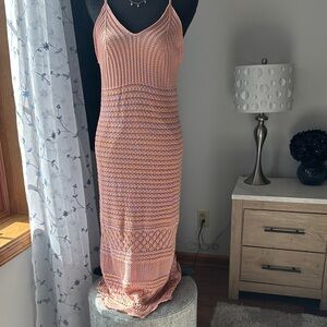 Freshman Peach and Violet Crochet Maxi Dress